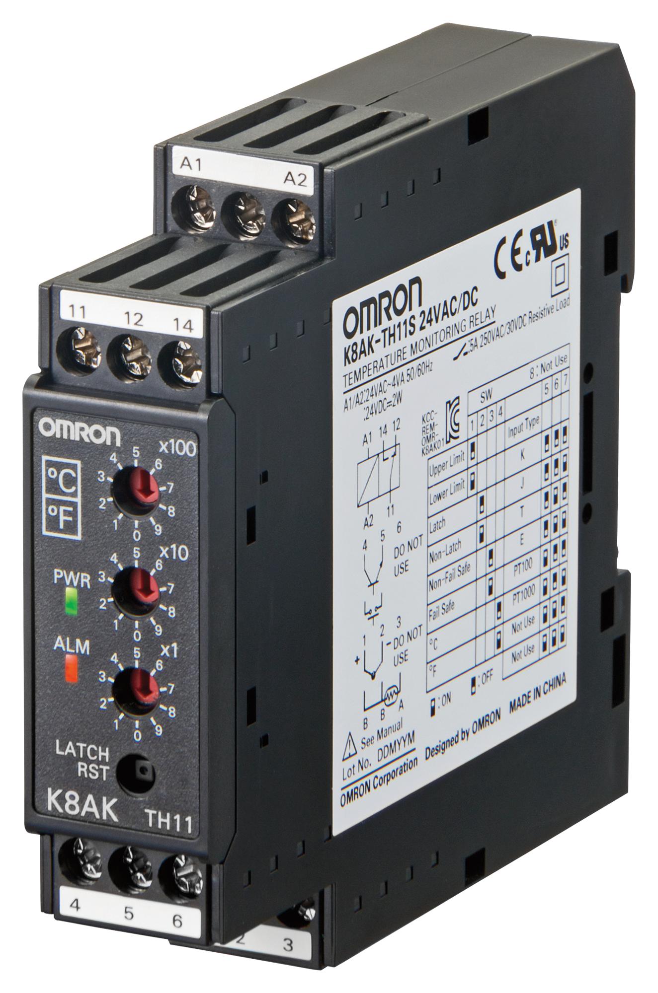 K8AKTH12S100240VAC TEMPERATURE MONITORING RELAY, SPDT OMRON