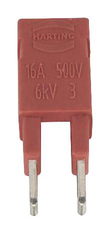 09330009820 JUMPER, 2POS, 16A, 4.6MM, RED HARTING