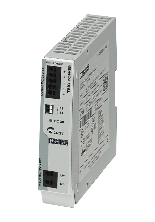 2903147 POWER SUPPLY, AC-DC, 24V, 3A PHOENIX CONTACT