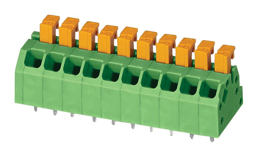 SPTAF 1/ 2-3,5-LL TB, WIRE TO BOARD, 2POS, 24-18AWG, GREEN PHOENIX CONTACT