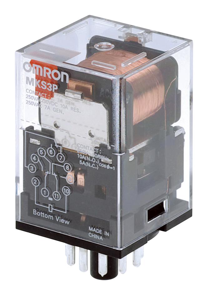 MKS3P-5   DC24 POWER RELAY, 3PDT, 10A, 250VAC, SOCKET OMRON