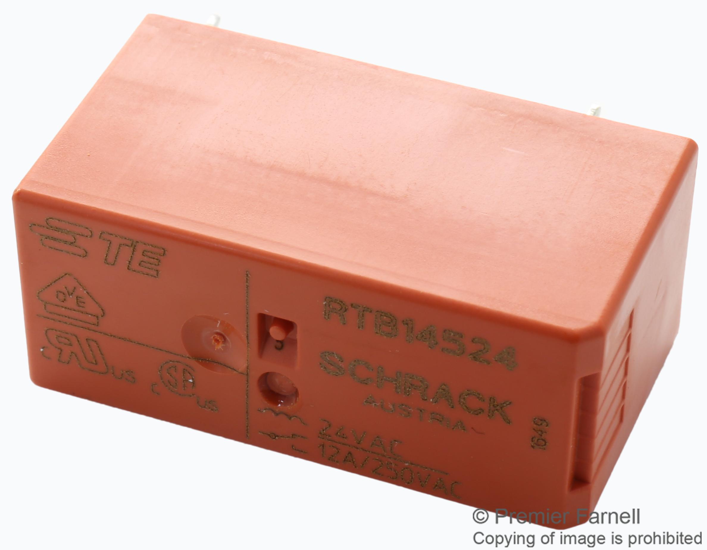 RTB14524 POWER RELAY, SPDT, 12A, 250V, TH SCHRACK - TE CONNECTIVITY