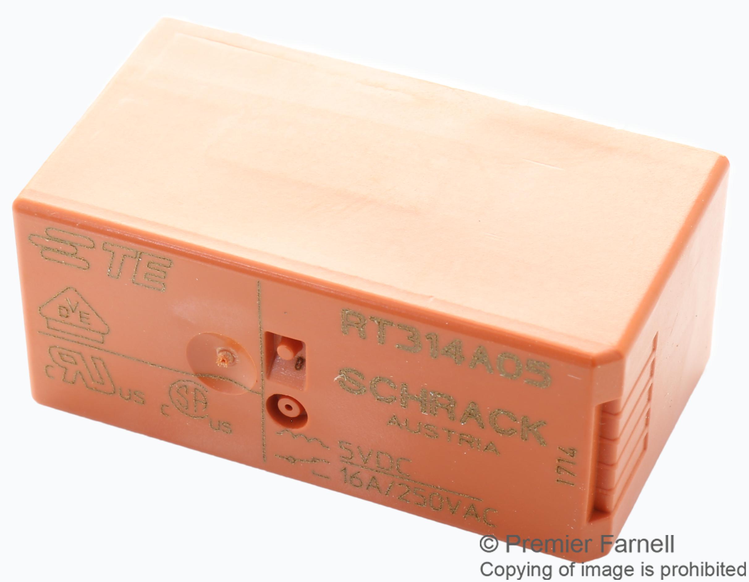 RT314A05 POWER RELAY, SPDT, 20A, 250VAC, TH SCHRACK - TE CONNECTIVITY