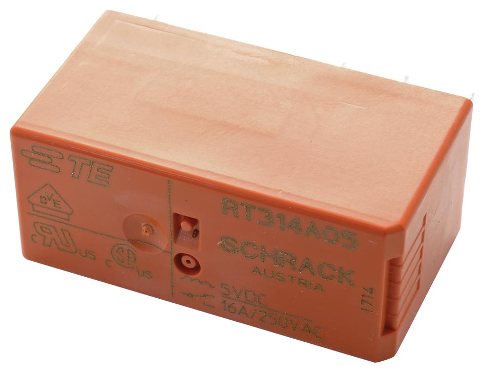 RT423730 POWER RELAY, DPDT, 8A, 250VAC, TH SCHRACK - TE CONNECTIVITY