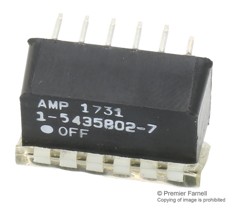 RIGHT ANGLE DIP SW 6 P SEALED DIP SWITCH, 6POS, SPST, PIANO KEY, TH ALCOSWITCH - TE CONNECTIVITY
