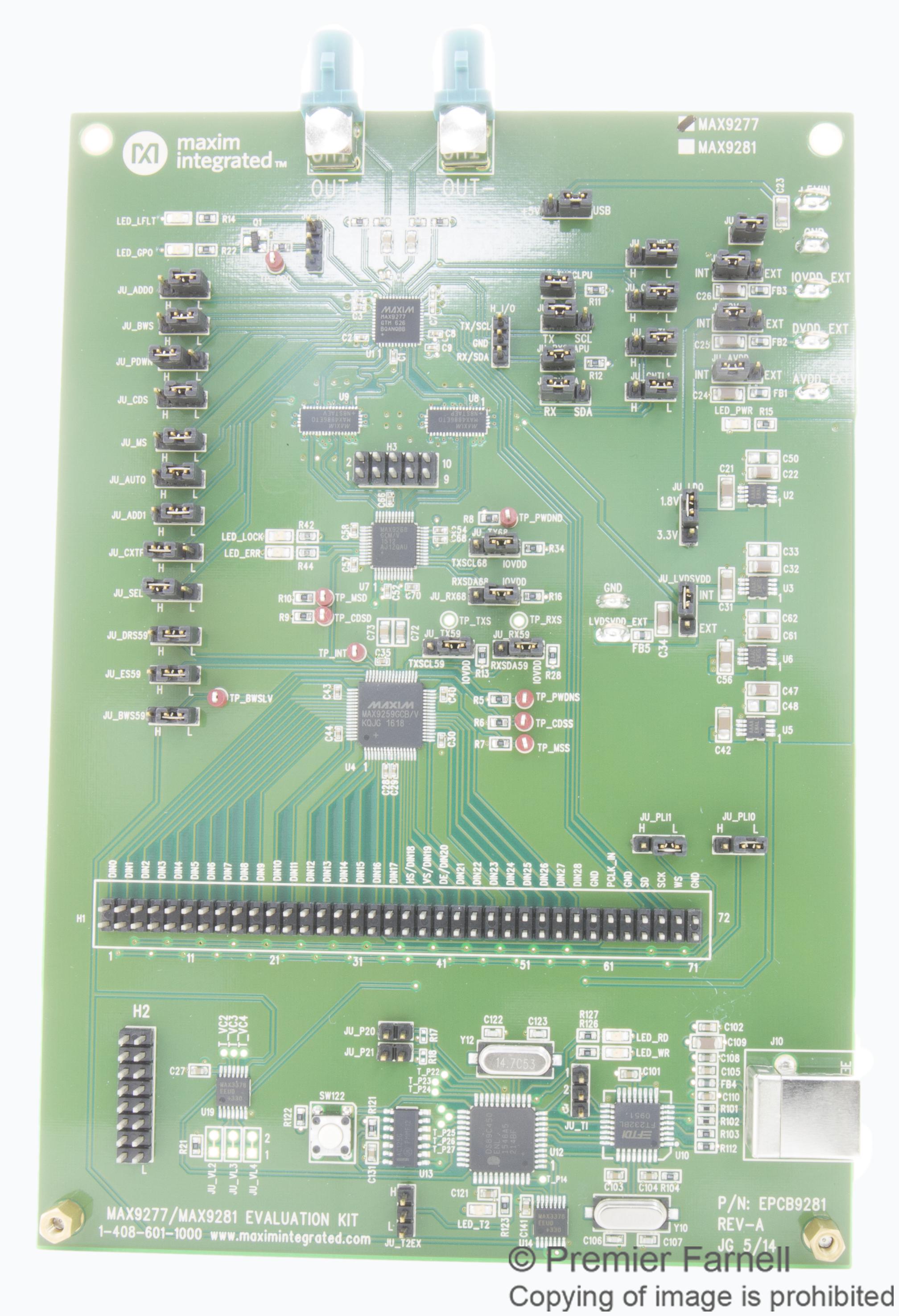 MAX9277COAXEVKIT# EVAL BOARD, GMSL SERIALIZER MAXIM INTEGRATED PRODUCTS