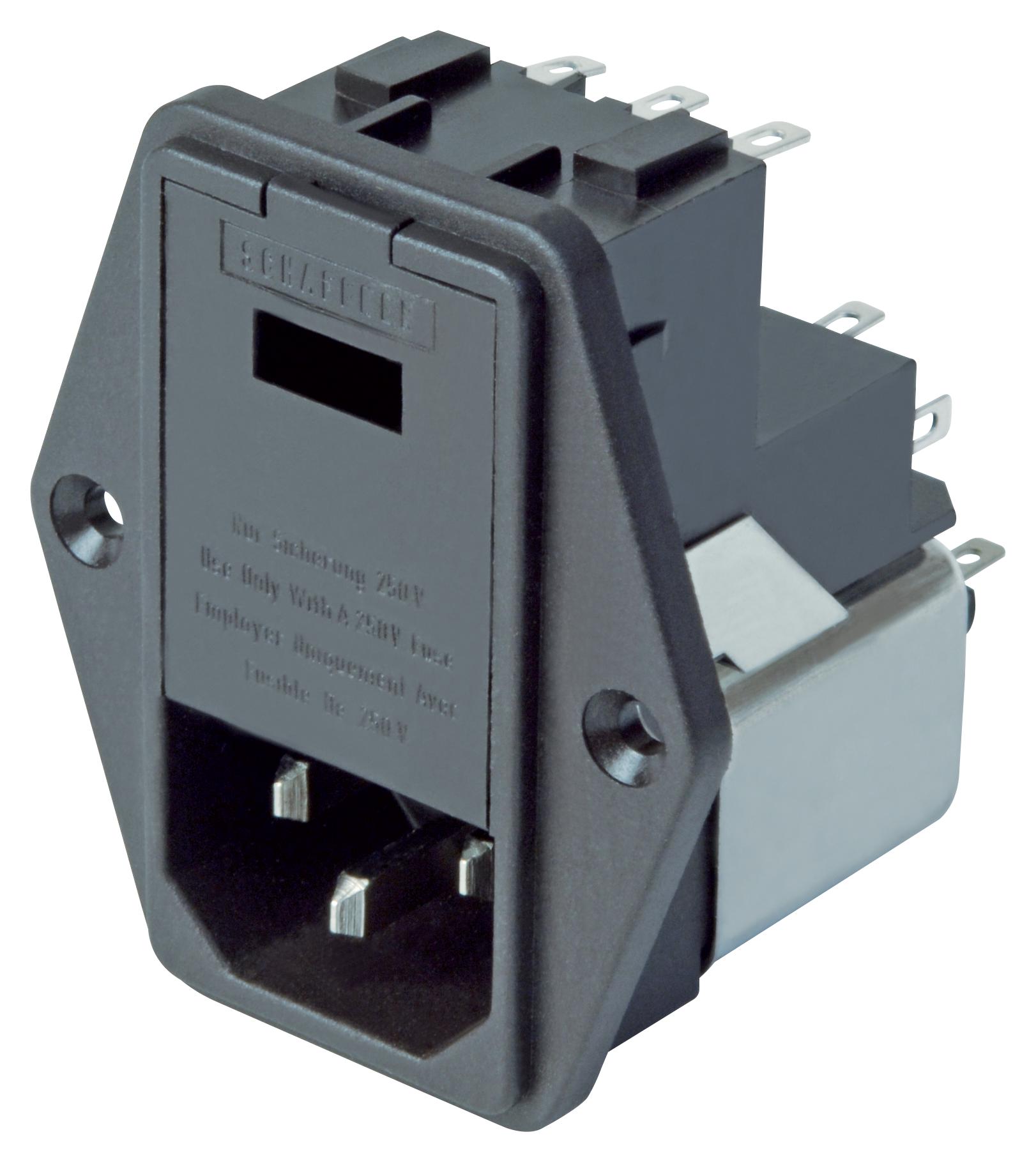 FN379-2-21 IEC INLET, 2.4A, 250VAC, QUICK CONNECT SCHAFFNER