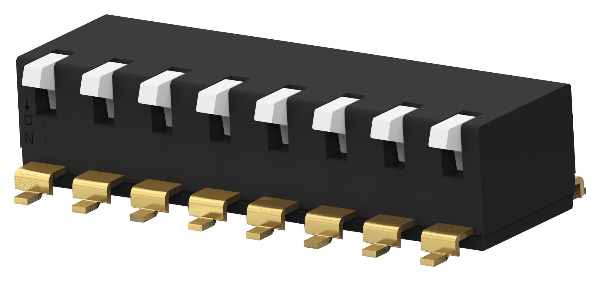 EDSP08SGLNNTR04 DIP SWITCH, 8POS, SPST, PIANO KEY, SMD ALCOSWITCH - TE CONNECTIVITY