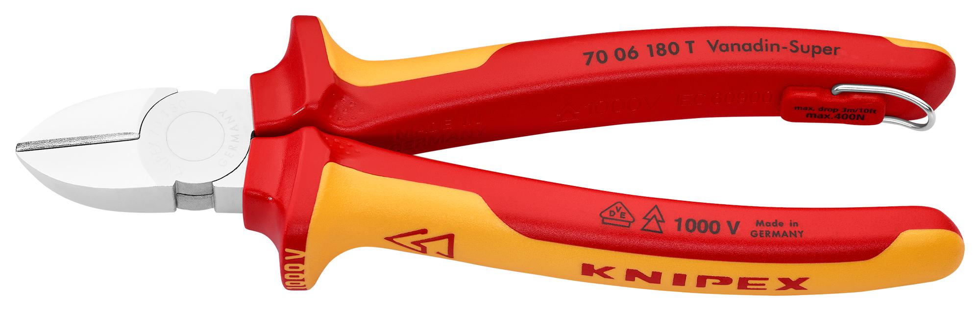 70 06 180 T WIRE CUTTER, DIAGONAL, 4MM, 180MM KNIPEX