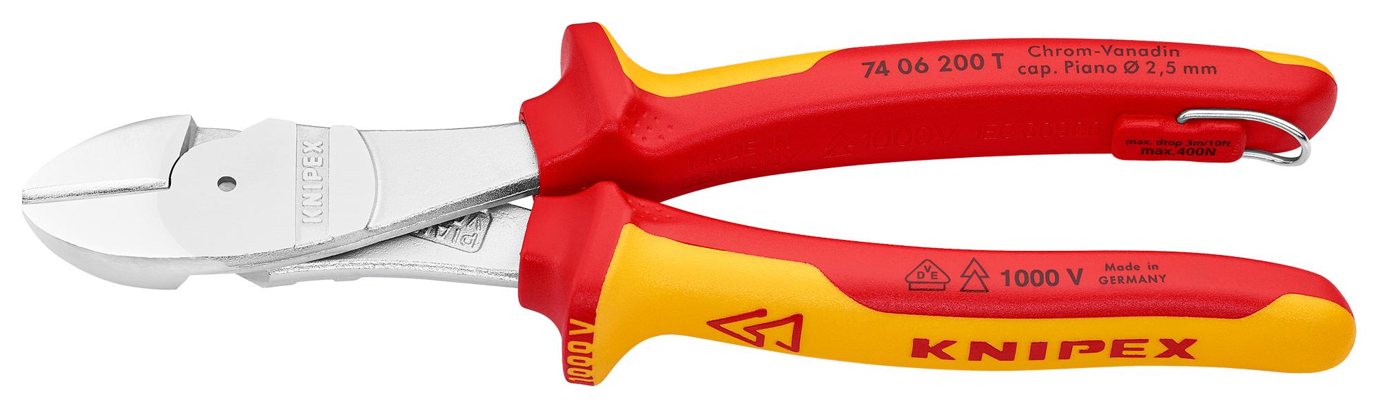 74 06 200 T WIRE CUTTER, DIAGONAL, 4.2MM, 200MM KNIPEX