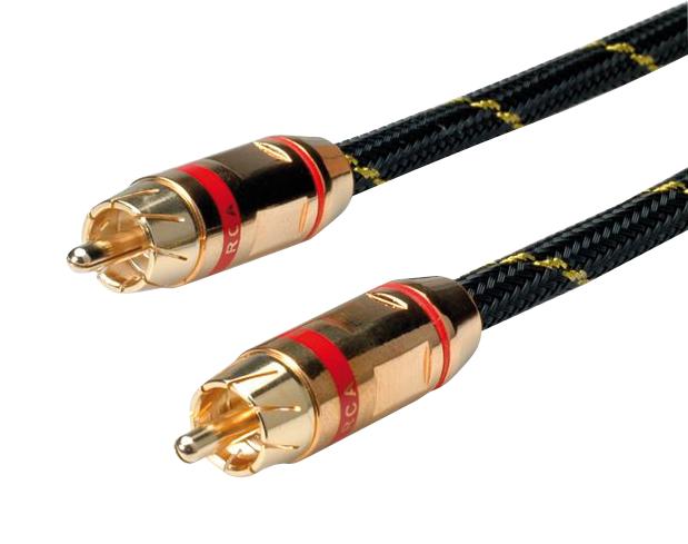 11.09.4231 AUDIO CABLE, RCA PLUG, 2.5M, BLK/GLD ROLINE