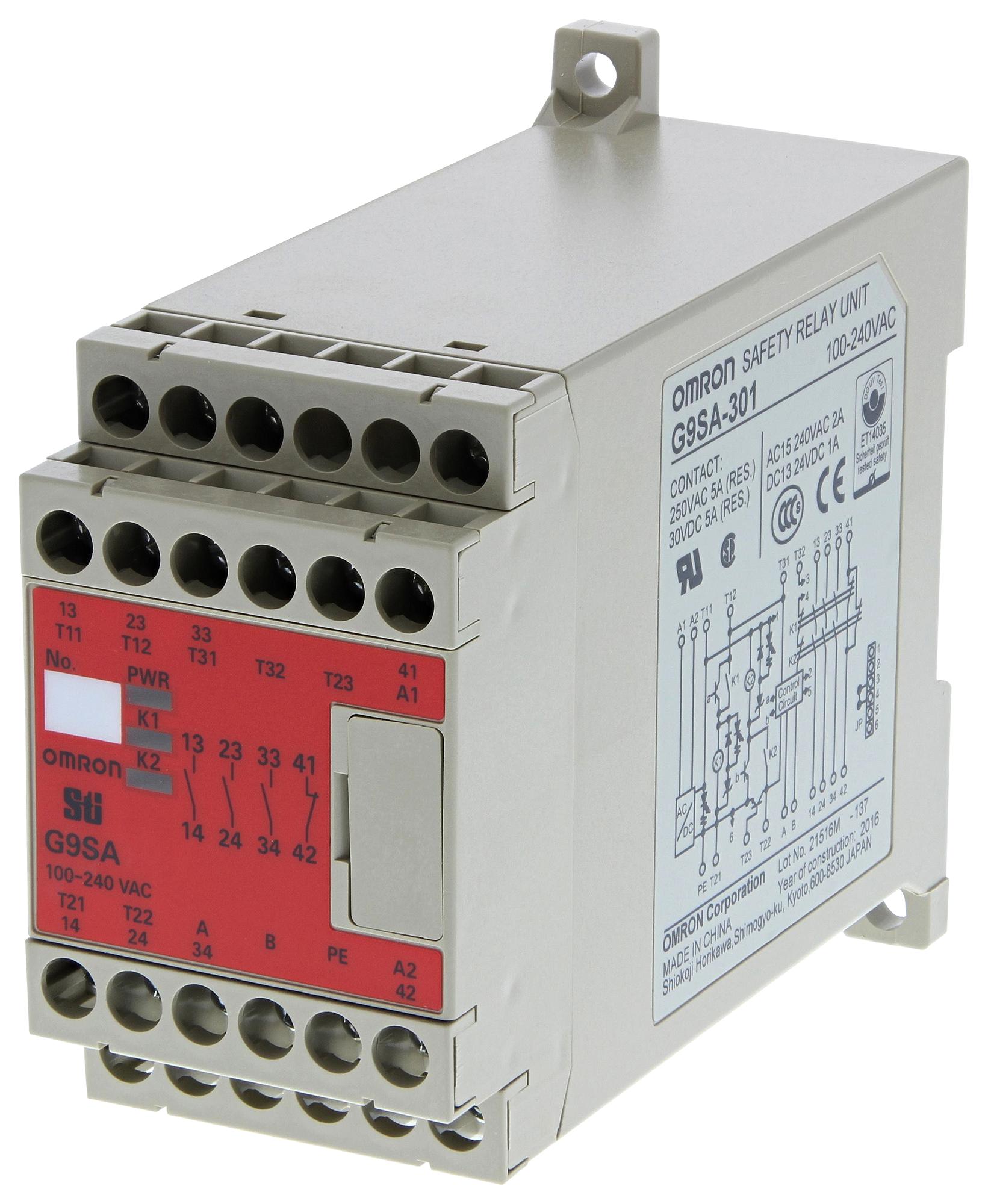 G9SA301AC DC24 SAFETY RELAY, 3PST, 24VAC/DC, 5A, SCREW OMRON