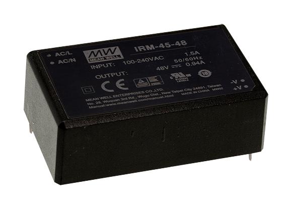 IRM-45-12 POWER SUPPLY, AC-DC, 12V, 3.8A MEAN WELL