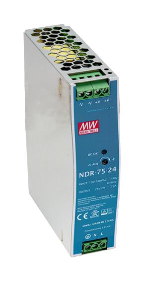 NDR-75-48 POWER SUPPLY, AC-DC, 48V, 1.6A MEAN WELL