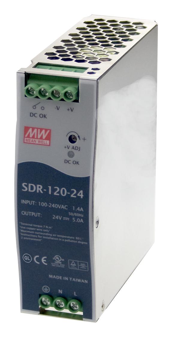 SDR-120-48 POWER SUPPLY, AC-DC, 48V, 2.5A MEAN WELL