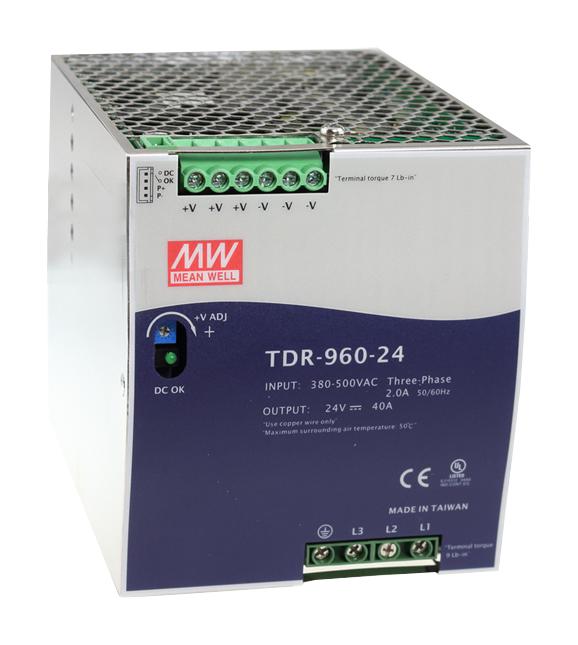 TDR-960-24 POWER SUPPLY, AC-DC, 24V, 40A MEAN WELL