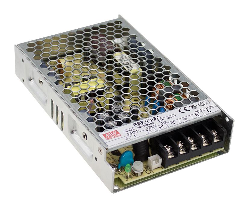 RSP-75-12 POWER SUPPLY, AC-DC, 12V, 6.3A MEAN WELL