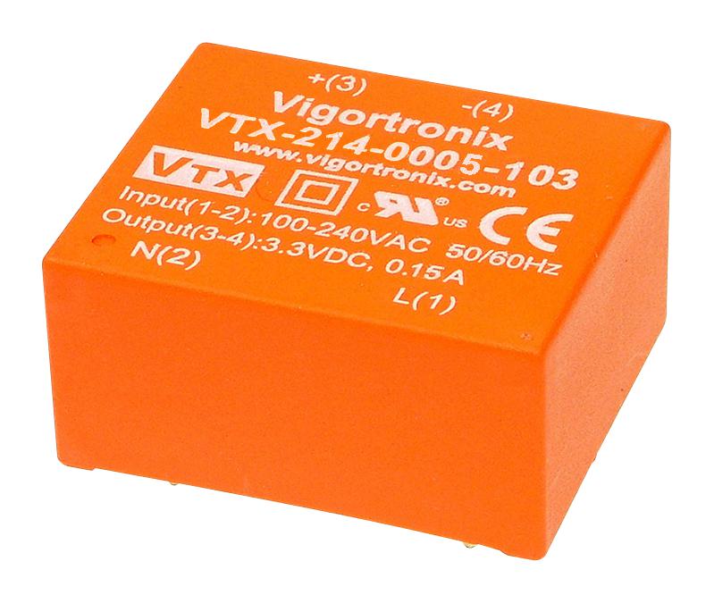 VTX-214-0005-115 0.5W AC-DC CONVERTER 15V VIGORTRONIX
