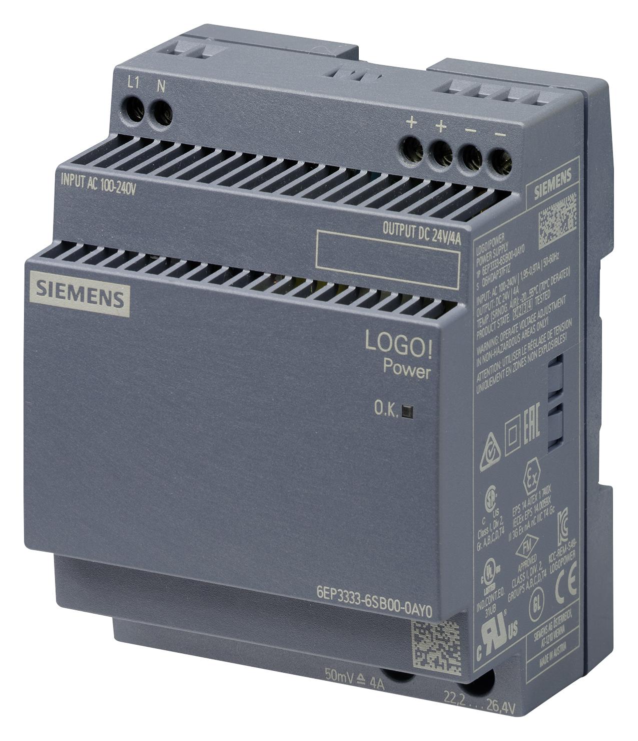 6EP3333-6SB00-0AY0 POWER SUPPLY, AC-DC, 24V, 4A SIEMENS