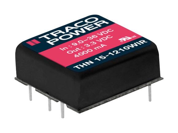 TRACO POWER Isolated Board Mount THN 15-4811WIR DC-DC CONVERTER, 5V, 3A TRACO POWER 2829579 THN 15-4811WIR