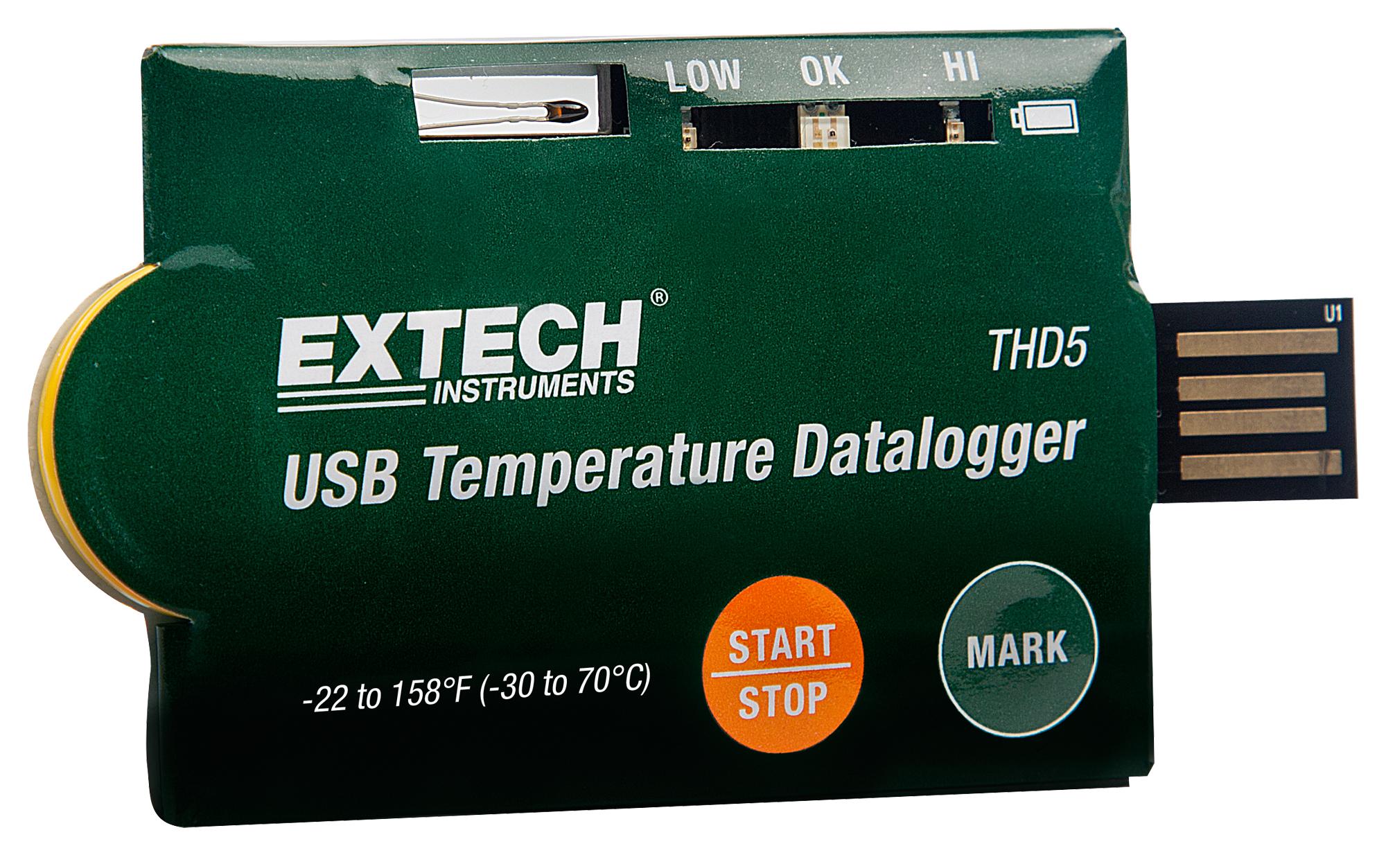 THD5 USB TEMP DATALOGGER, -30 TO 70DEGC, 8192 EXTECH INSTRUMENTS