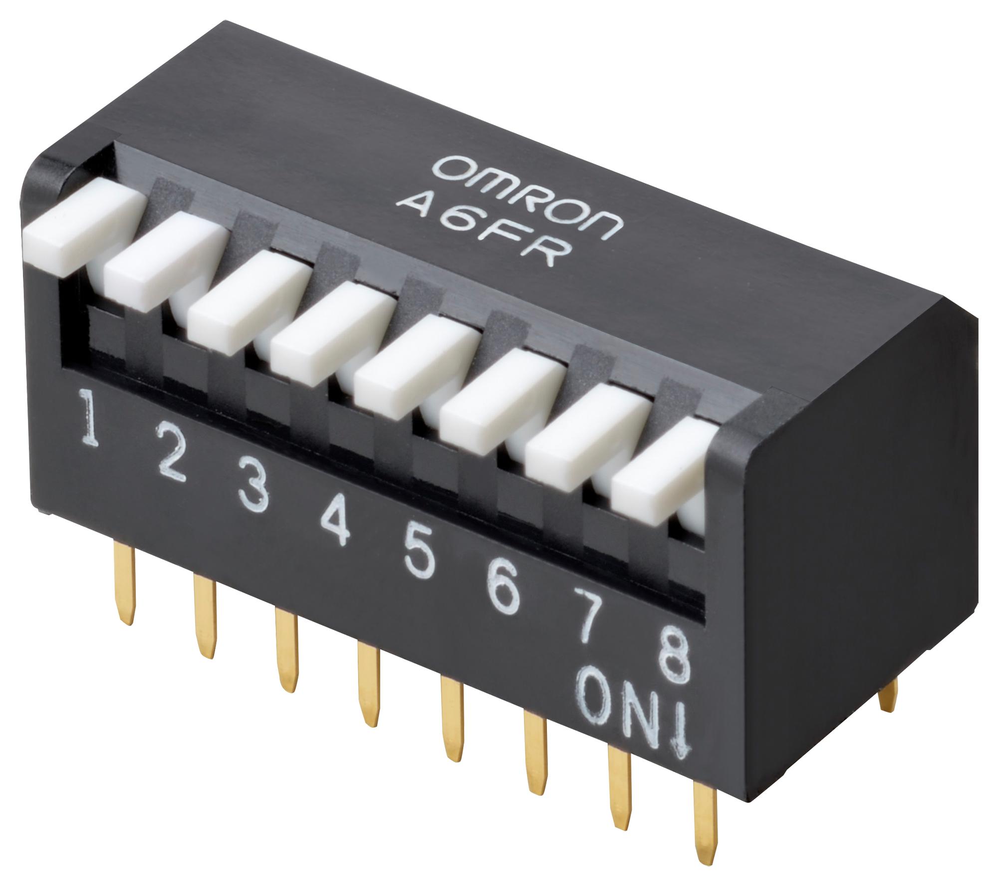A6FR-4104 DIP SWITCH, 4POS, SPST, PIANO KEY, TH OMRON