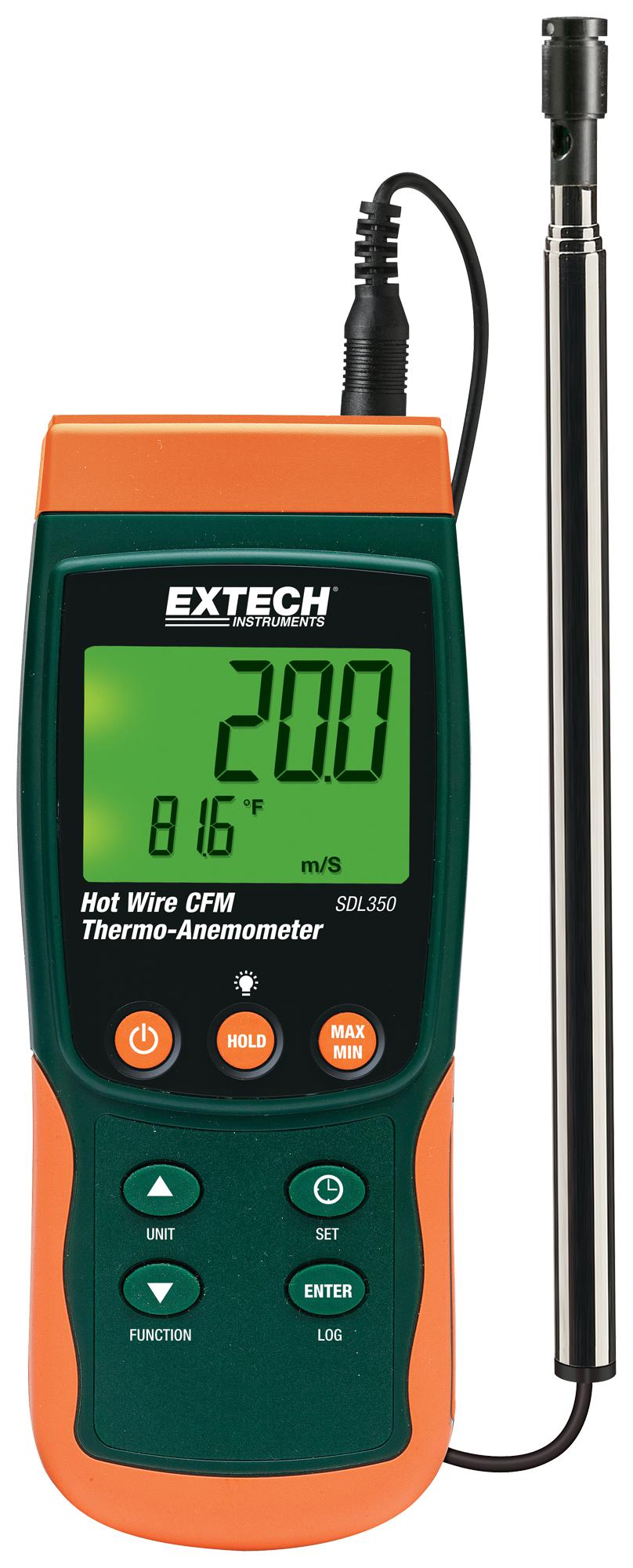 SDL350 THERMO-ANEMOMETER/DATALOGGER, 0.2-25M/S EXTECH INSTRUMENTS