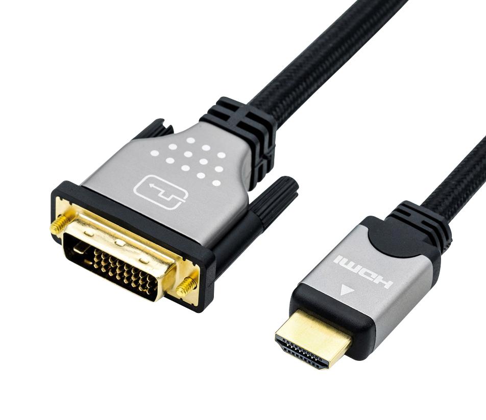 11.04.5876 CABLE, DVI-D TO HDMI PLUG, BLACK, 1.5M ROLINE