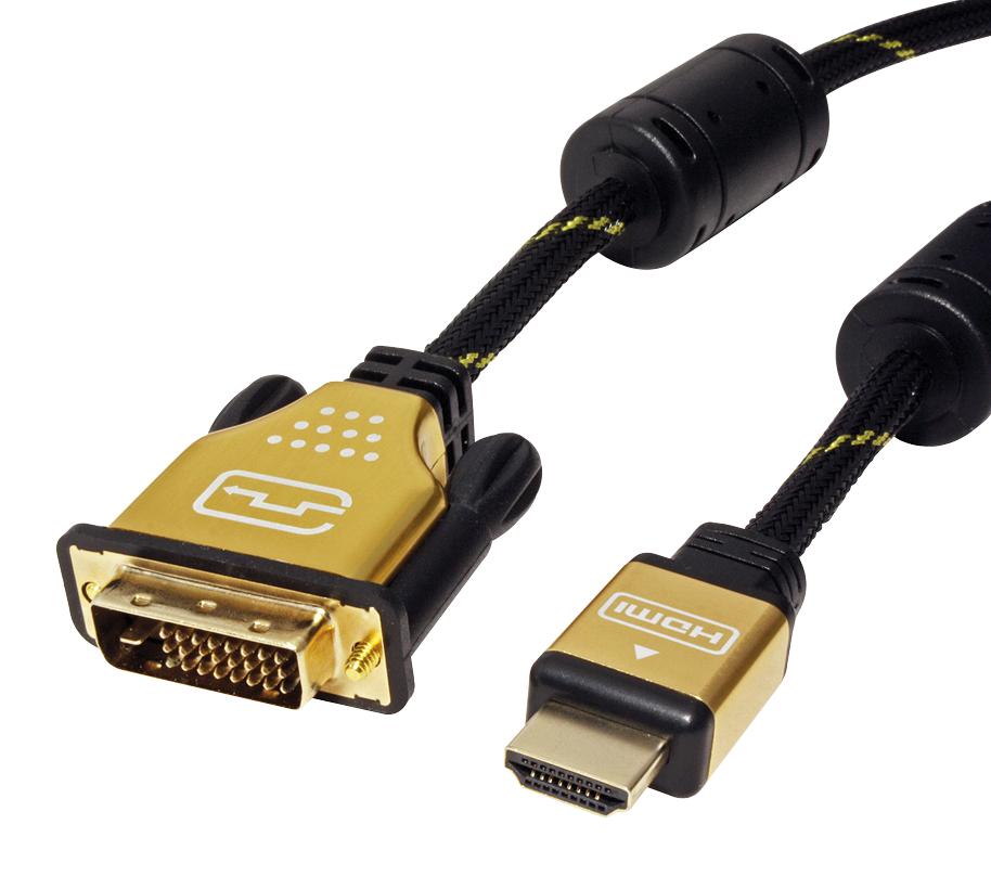 11.04.5896 CABLE, DVI-D TO HDMI A PLUG, 1.5M ROLINE