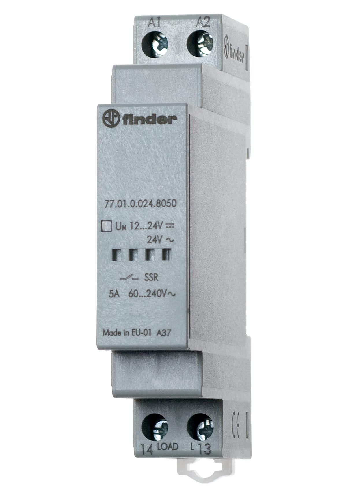 77.01.9.024.9024 SOLID STATE RELAY, 15A, 16-35V, DIN RAIL FINDER
