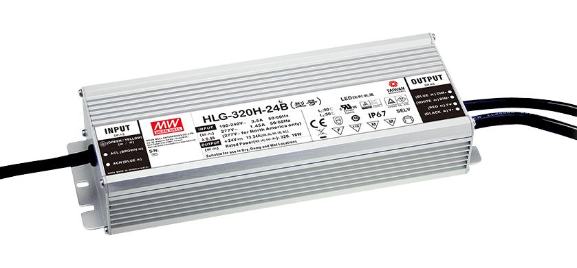 HLG-320H-48B LED DRIVER PSU, AC-DC, 48V, 6.7A MEAN WELL