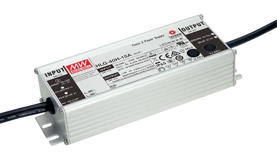 HLG-40H-24 LED DRIVER PSU, AC-DC, 24V, 1.67A MEAN WELL