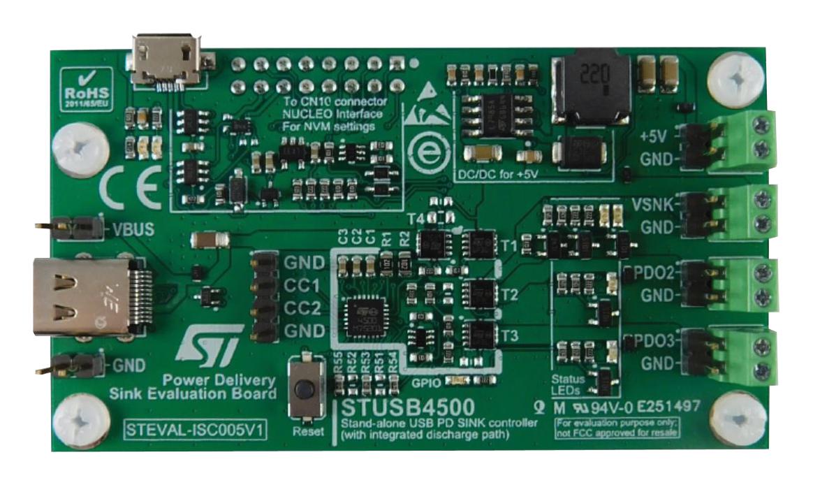STEVAL-ISC005V1 EVAL BOARD, USB POWER DELIVERY CTRL STMICROELECTRONICS