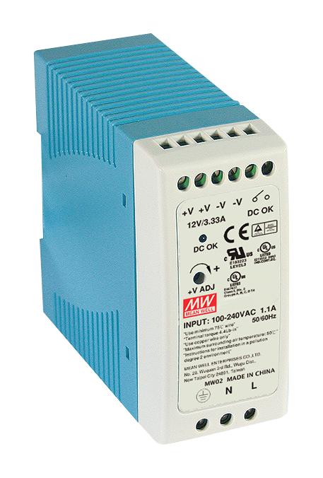 MDR-40-5 POWER SUPPLY, AC-DC, 5V, 6A MEAN WELL