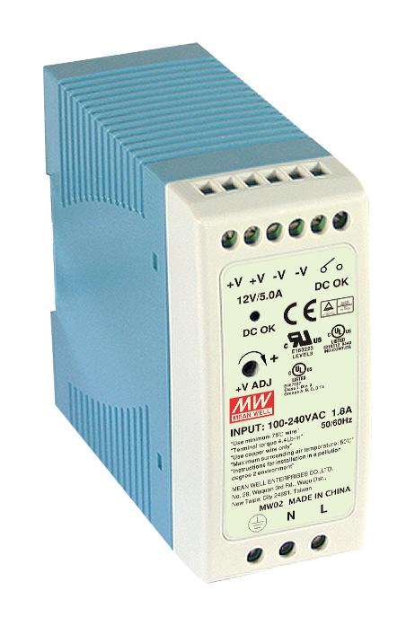 MDR-60-48 POWER SUPPLY, AC-DC, 48V, 1.25A MEAN WELL