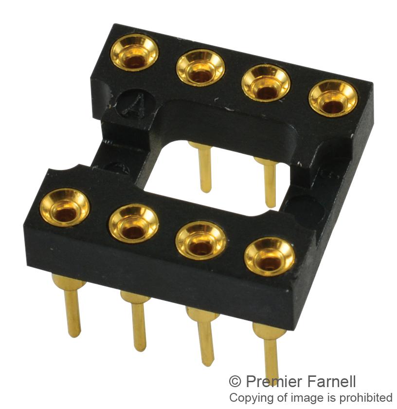 808-AG10D DIP SOCKET, GOLD, 8POS, 2.54MM, TH AMP - TE CONNECTIVITY