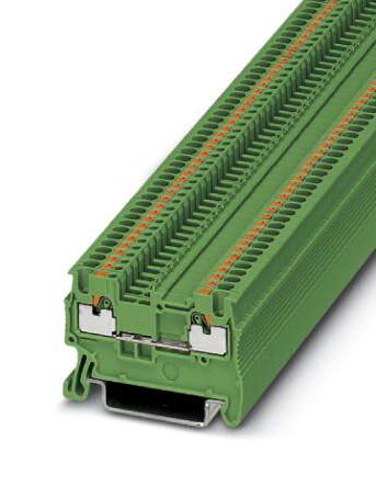 PT 1,5/S GN DINRAIL TERMINAL BLOCK, 2WAY, 14AWG, GRN PHOENIX CONTACT