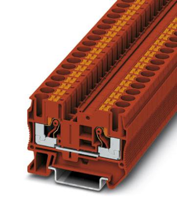 PT 6 RD DINRAIL TERMINAL BLOCK, 2WAY, 8AWG, RED PHOENIX CONTACT