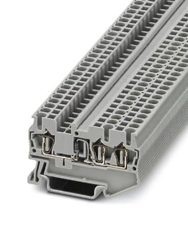 ST 2,5-TWIN-DIO/R-L DINRAIL TERMINAL BLOCK, 3WAY, 12AWG, GRY PHOENIX CONTACT