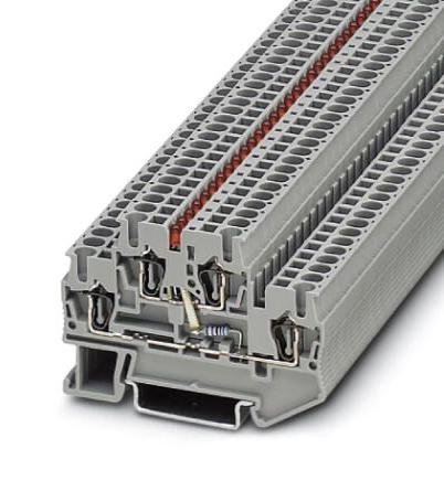 STTB 2,5-LA 24 RD DINRAIL TERMINAL BLOCK, 4WAY, 12AWG, GRY PHOENIX CONTACT