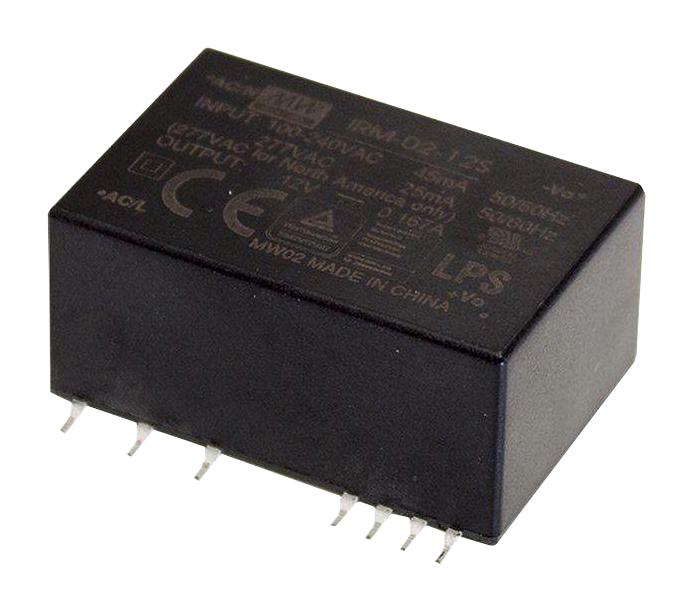 IRM-02-15S POWER SUPPLY, AC-DC, 15V, 0.133A MEAN WELL