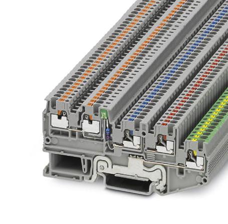 PTIO 1,5/S/4-PE-LED 24 GN DIN RAIL TB, PUSH IN, 5POS, 26-14AWG PHOENIX CONTACT