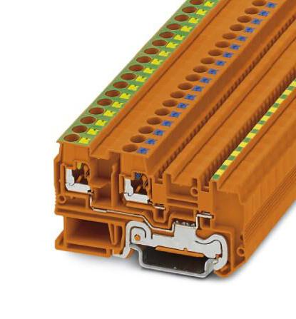 PTIO-IN 2,5/3-PE OG DIN RAIL TB, PUSH IN, 2POS, 24-12AWG PHOENIX CONTACT