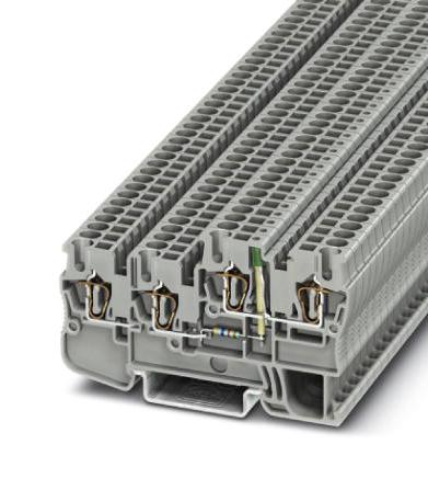 STIO 2,5/3-2B/L-LA24GN/O-M DIN RAIL TB, CLAMP, 4POS, 28-12AWG PHOENIX CONTACT