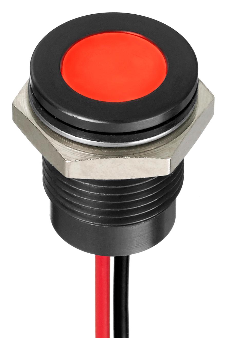 Q14F5BXXHR12E LED PANEL INDICATOR, RED, 14MM, 12VDC APEM