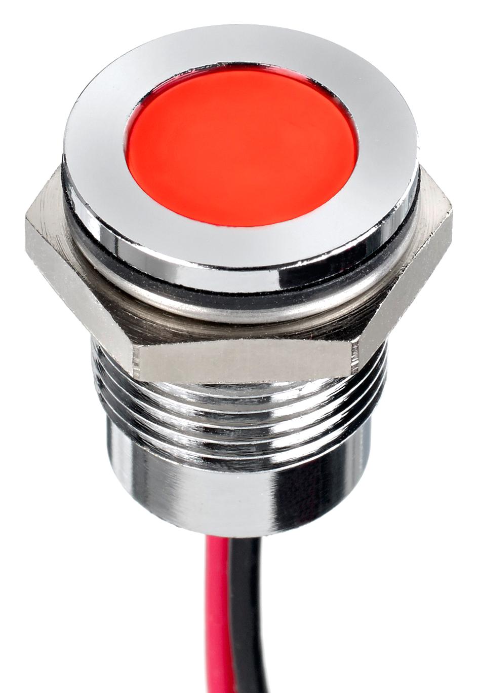 Q14F5CXXHR12E LED PANEL INDICATOR, RED, 14MM, 12VDC APEM