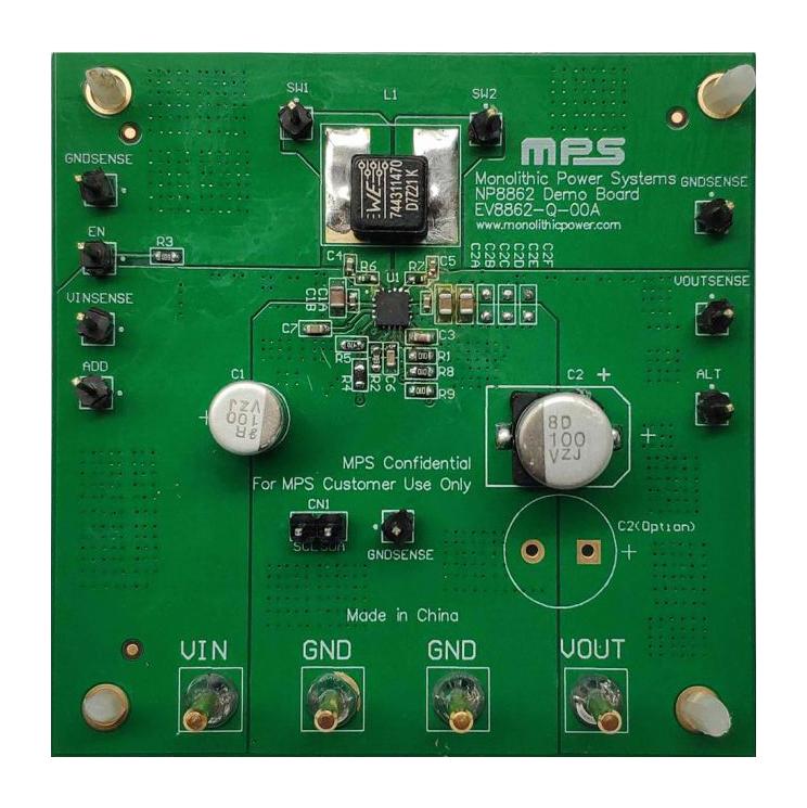 EV8862-Q-00A EVAL BOARD, SYNC BUCK-BOOST CONVERTER MONOLITHIC POWER SYSTEMS (MPS)