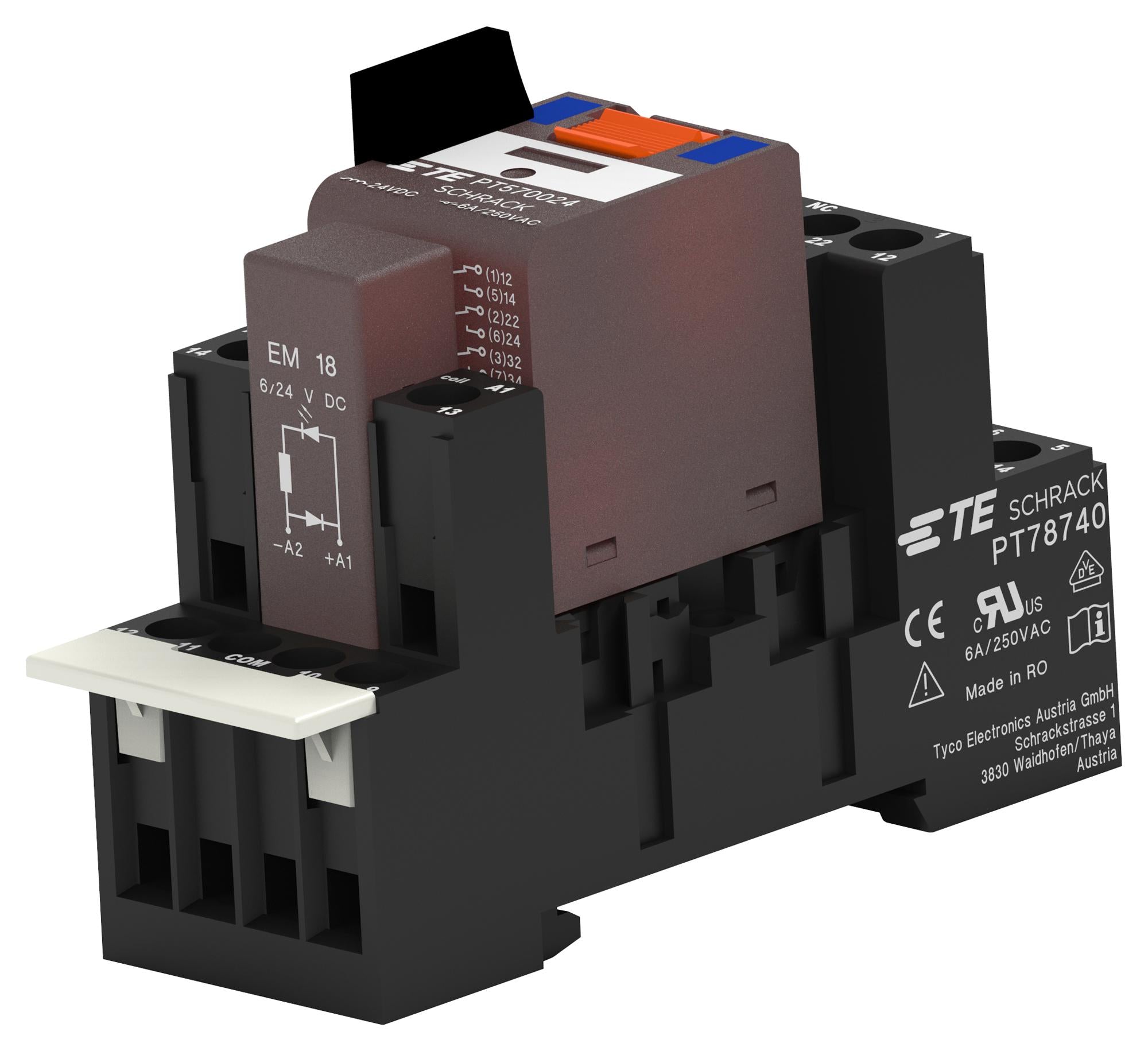 8-1415534-9 POWER RELAY, DPDT, 12A, 240V, PANEL SCHRACK - TE CONNECTIVITY
