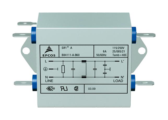 B84111A0000B110 POWER LINE FILTER, STANDARD, 10A, 250V EPCOS