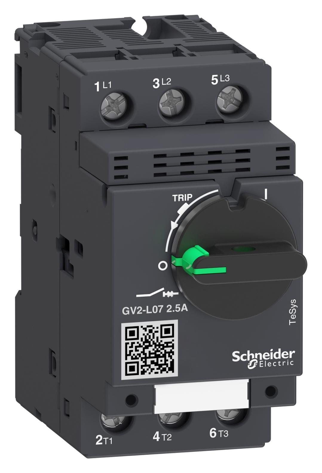 GV2L07 THERMOMAGNETIC CKT BREAKER, 3P, 2.5A SCHNEIDER ELECTRIC